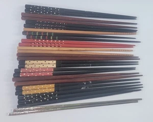 Vintage Chopsticks Lot of 26 Stainless Steel wood And Mix. - Picture 1 of 9