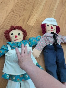 Raggedy Ann And Andy Doll Handmade Vintage 20" - Picture 1 of 11