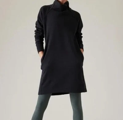 Vestido ATHLETA Acogedor Karma Cuello Simulado Talla Mediana Negro Bolsillos Para Mujer Pequeño’s Foto 1 de 4