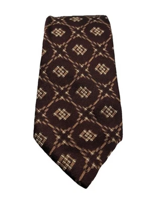 Gravata masculina PRADA 100% seda com estampa geométrica marrom - Nova com etiquetas! - Imagem 1 de 4