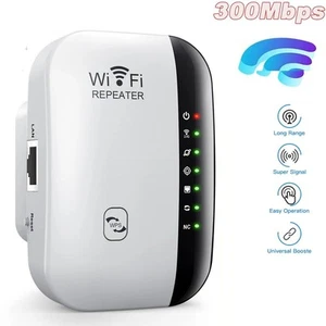 US/EU/AU/UK WiFi Range Extender 300Mbps WIFI Repeater WiFi Signal Booster Home - Afbeelding 1 van 16