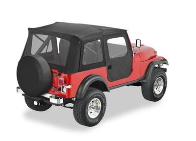 Bestop 51597-15 Supertop Classic Squareback Soft Top Black Denim For Jeep CJ5 - Image 1 of 4