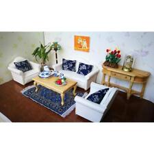 1/12 Dollhouse Miniature Sofa Chair Accessory Blue Floral Pillows 2pcs Set