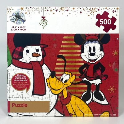 Disney Store Mickey Minnie Pluto Navidad 500 PC Puzzle Terciopelo Tacto Suave ~¡NUEVO! Foto 1 de 2