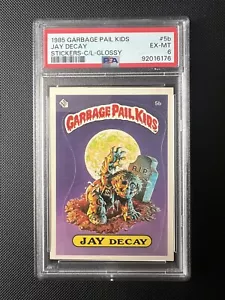 1985 Garbage Pail Kids Jay Decay Stickers Glossy CheckList Card #5b PSA 6 - Picture 1 of 2