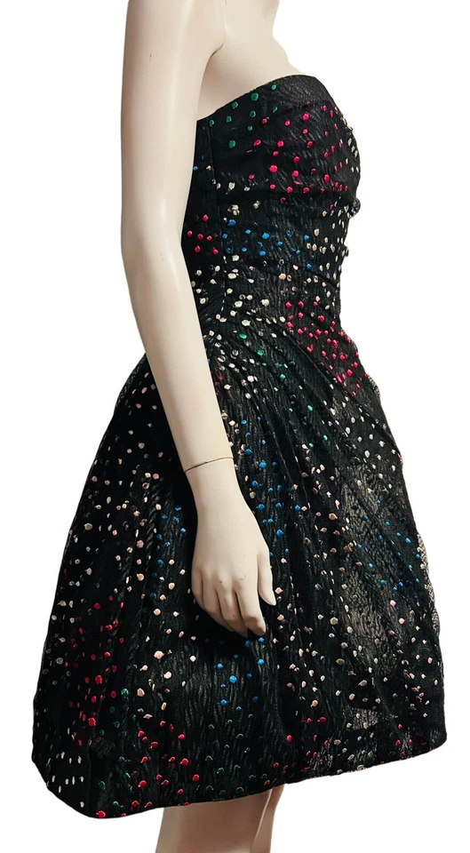 Monique Lhuillier без бретелек в горошек вышитая структура Net коктейльное платье 6 - Изображение 1 из 4