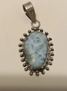 Massiver 925er Sterlingsilber Larimar Edelstein handgefertigter Anhänger Damen - Bild 1 von 6