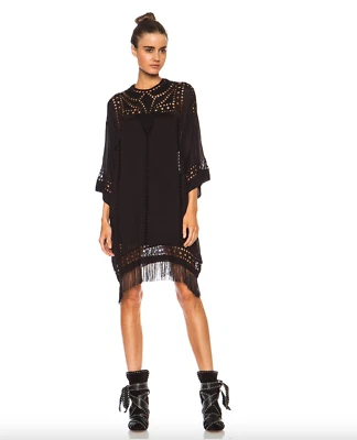 NUEVO CON ETIQUETAS ISABEL MARANT ETOILE "Enery" Vestido Túnica Bordado Talla 38 $580 Borde con Flecos Foto 1 de 4