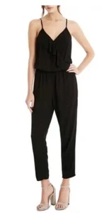 Michael Stars Farrah Negro Mameluco Mono Volantes Cuello en V Mono Talla Pequeña - Imagen 1 de 7