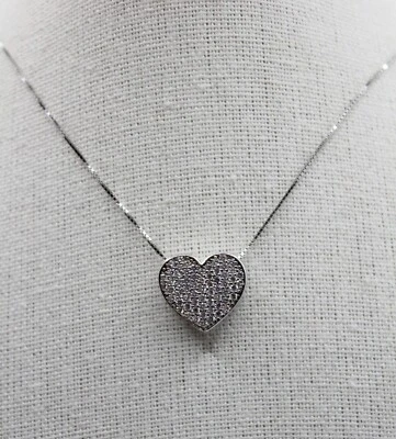 COLLANA CUORE PAVE' ZIRCONI BIANCHI CIONDOLO ARGENTO MM12x1 SWEET HEART EXPLOIT - Immagine 1 di 4