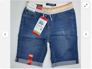 Vigoss Girls Super Stretch Bermuda Shorts Knit Waistband (HIRITAGE BLUE S )NWT - Picture 1 of 4