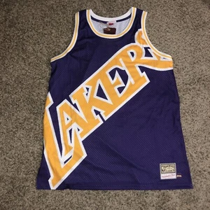 Mitchell & Ness Los Angeles Lakers Big Face Swingman Jersey Purple Yellow 2XLT - Picture 1 of 2