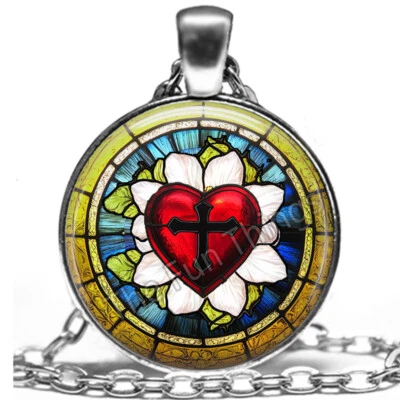 Lutheran Rose Necklace Martin Luthers Rose Seal Silver 1" Pendant & 24" Chain - Image 1 of 4