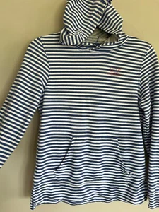 VINEYARD VINES EDGARTOWN T-SHIRT - GIRL'S BLUE STRIPED HOODED LONG SLEEVE - L 14 - Picture 1 of 10