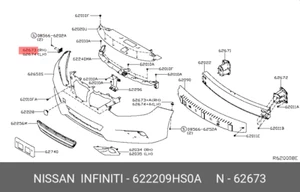 Supporto originale OE lato paraurti anteriore destro, 62220-9HS0A - Foto 1 di 1
