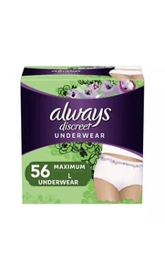 Always Discreet, Incontinence & Postpartum Underwear, Maximum, Large, 56 Count - Picture 1 of 7