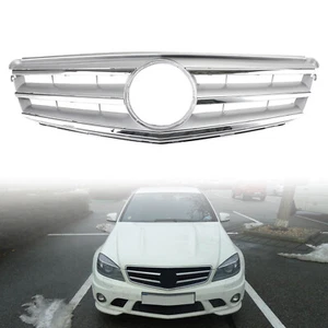 Front Bumper Grille Fit Benz C Class W204 W/LED Emblem C300/C350 08-14 Chrome - Picture 1 of 13