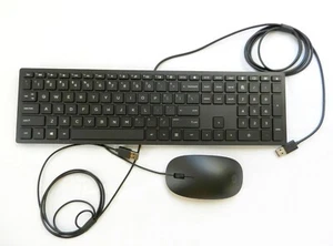 HP Lifestyle TPC-P001K 928922-001 USB Wired PC Black Keyboard with Mouse - Picture 1 of 5