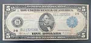 1914 $5 New York Federal Reserve Bank Note Fr# 850, Burke Houston Very Fine Note - Picture 1 of 5
