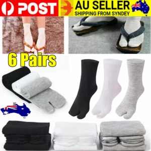 6 Pairs Socks Men Women Kimono Flip-Flop Sandal Split Toe Tabi-Ninja Socks Socks - Picture 1 of 9