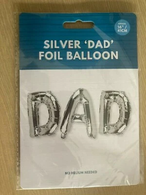 Nuevo en Paquete Nuevo Globo de Lámina de Plata PAPÁ -3 Globos Individuales 41cm No Requiere Helio  Foto 1 de 3