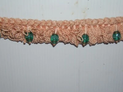 Kravet Couture, 2" Loop Fringe with Glass Striped Beads, BTY Color Light Peach - Image 1 of 2