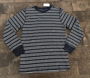 Simply Styled Boys Blue/Navy And White Stripe Long Sleeve Thermal Large (14-16) - Foto 1 di 4