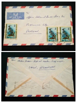 稀有阿富汗 1978 年“鸟”邮票用于盖子,背面为 PAKISTAN REC 取消 — 第 1/3 张图片