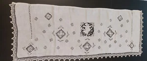 Altar Cloth Buffet Top Linen Lace Bobbin Lace Angel Dragonfly Decoration - Picture 1 of 10