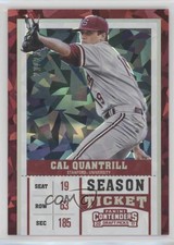 2017 Contenders Draft Picks Cracked Ice Ticket /23 Cal Quantrill (Glove Raised)