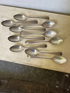 Rare Set of 10 Sterling Silver Teaspoons by John Round Sheffield 1910 140 grams - Bild 1 von 5