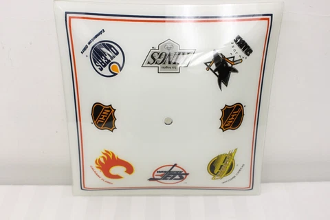 Vintage NHL Hockey Glass Ceiling Light Shade Winnipeg Jets Edmonton Oilers Kings Cover