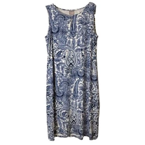 Chico’s Royal Oak Midi Dress Vanity Size 1/US Medium Blue White Paisley - Picture 1 of 13
