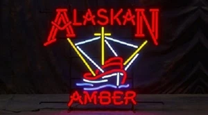 Alaskan Brewing Company Amber Neon Sign Light Lamp Glass Decor Gift 24"x20" - Picture 1 of 6