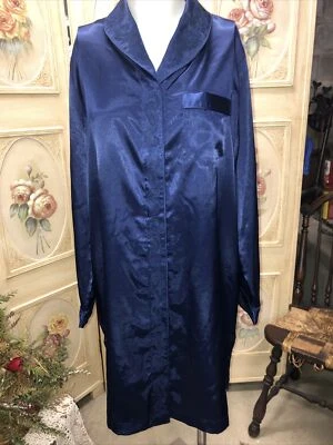 Vintage Cabernet Satiny Navy￼ Long Sleeve Nightgown S - Image 1 of 4