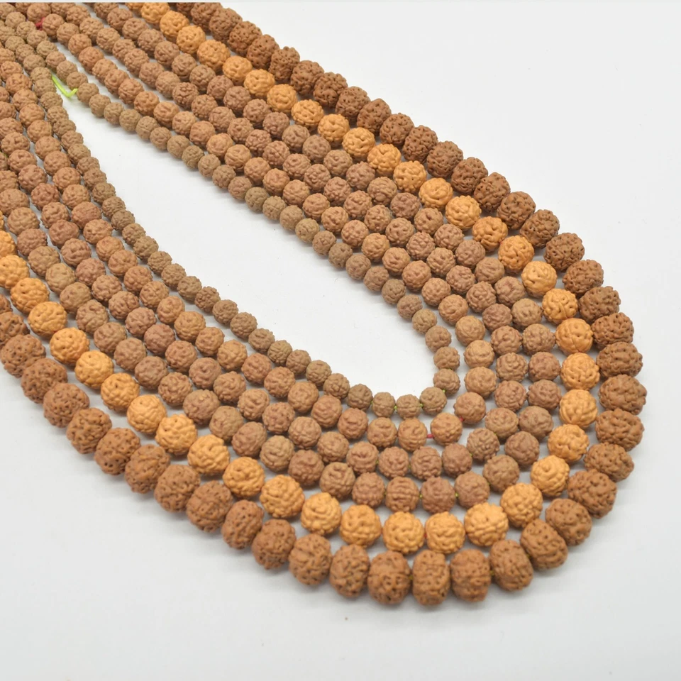 Rudraksha Seed Rondelle Wood Beads - 108 Mala Prayer Beads - 6 sizes to choose - Image 1 of 4