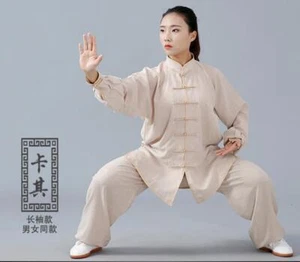 Unisex Cotton Linen Martial Arts Wushu Tai Chi Yoga Sets Kung Fu Suit Uniforms - Picture 1 of 19
