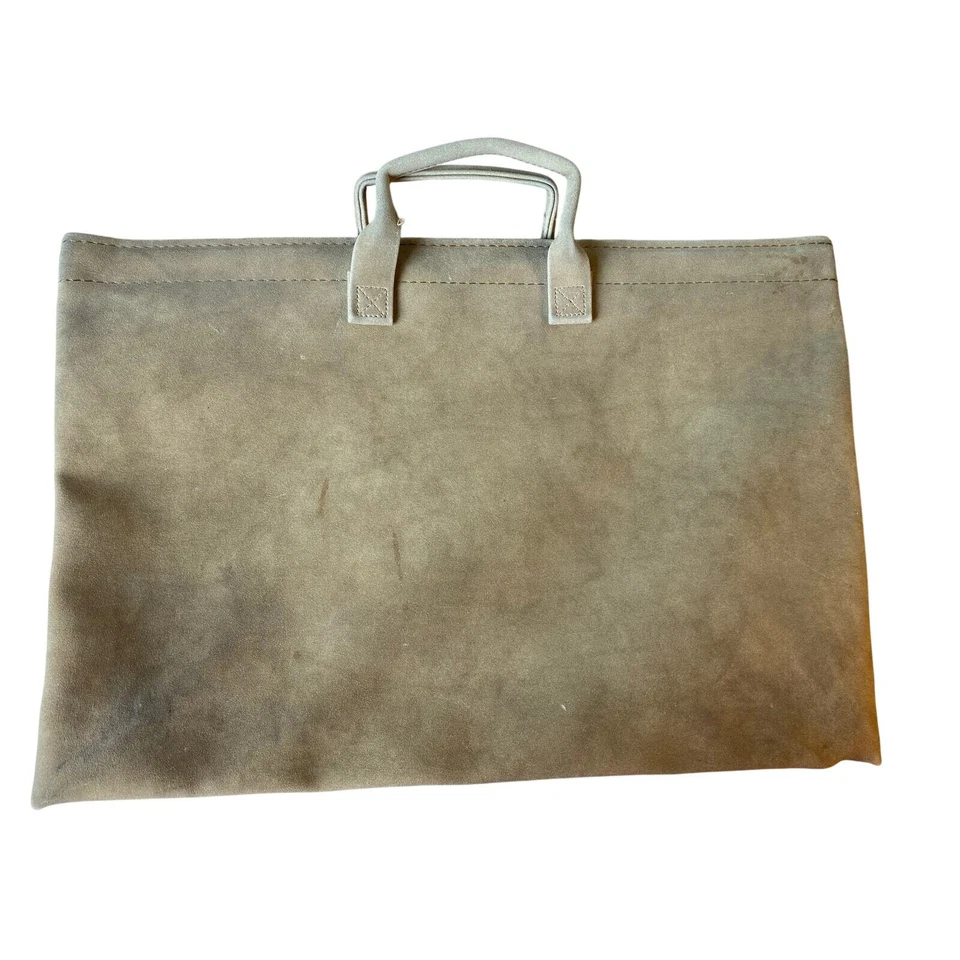 Vintage 1970s "Security National Bank" Cali Tan Faux Suede Attache Case Bag  - Image 1 of 4