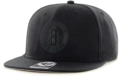 Brooklyn Nets NBA '47 Black Tonal No Shot Captain Hat Cap Adult Men's Snapback - Image 1 of 2