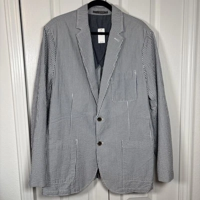 Gap Men’s Blazer Blue White Stripe Seersucker XL Sport Coat Preppy Nautical - Image 1 of 4