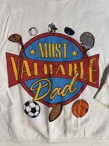 Vintage 90s Delta Most Valuable Dad Sweatshirt XL USA Made Sports Graphic 50/50 - Picture 1 of 7