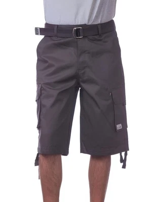 Pantalón corto cargo Pro Club de sarga de algodón para hombre con cinturón gris oscuro talla 40 ropa de calle Foto 1 de 4