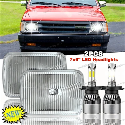Fit Mazda B2200 B2600 B2000 RX-7 GLC Pair 5x7 7x6" LED Headlights High Low Beam - Изображение 1 из 4