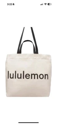 NWT Lululemon Double Handle Canvas Tote Bag 17L Natural Black - Image 1 of 4