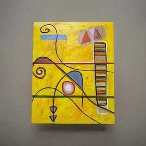 EINGESTELLT KÜNSTLER Gemälde ABSTRAKT Modernist Fine Art Dr. BENJAMIN L. Gross VINTAGE - Bild 1 von 8