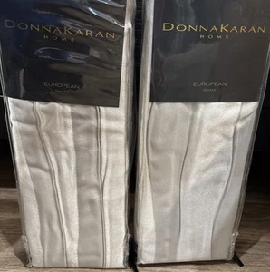 Donna Karan Home Euro Pillow Sham (2) Silver Tidal Collection Two Tone Pleated - Picture 1 of 8