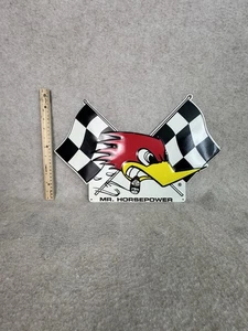 CLAY SMITH CAMS MR HORSEPOWER WOODPECKER METAL SIGN , HOTROD - Picture 1 of 2