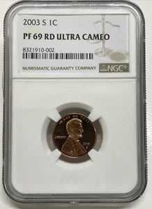2003-S Lincoln Cent / Penny 1c NGC PF 69 RD Ultra Cameo Proof Red - Picture 1 of 5