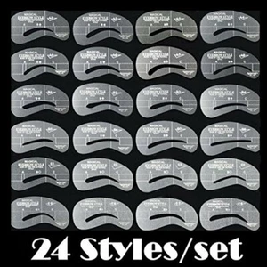 24 Styles Eyebrow Grooming Stencil Kit Template Makeup Shaping Shaper DIY Tool - Picture 1 of 7