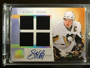 2009/10 UD THE CUP FOUNDATIONS SIDNEY CROSBY QUAD JERSEYS AUTO 5/10 CARD # CF-SC - Picture 1 of 2